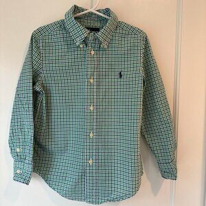 Size 5T Polo Ralph Lauren blue/green cotton button down - worn once